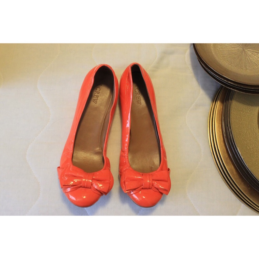 Orange Shiny Flats with Bow